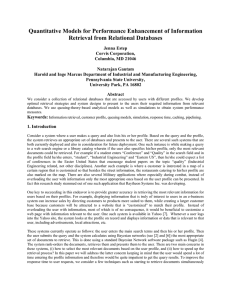 Quantitative Models for Performance Enhancement of Information Retrieval from Relational Databases