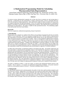 A Mathematical Programming Model for Scheduling Pharmaceutical Sales Representatives