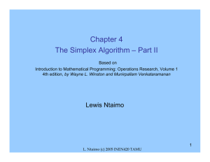 Chapter 4 The Simplex Algorithm – Part II