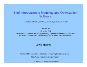 Brief Introduction to Modeling and Optimization Software Chapter 3-4
