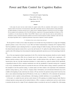 Power and Rate Control for Cognitive Radios Long Gao