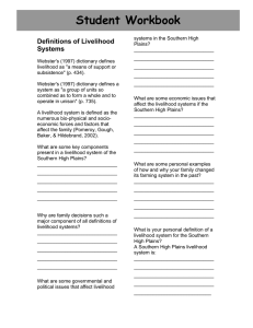 Student Workbook Definitions of Livelihood Systems