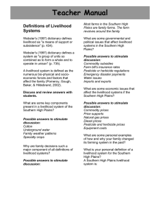 Teacher Manual Definitions of Livelihood Systems