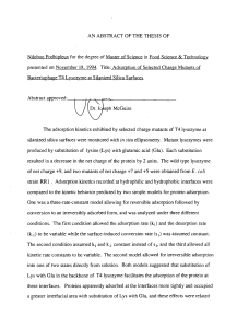 AN ABSTRACT OF THE THESIS OF