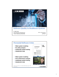 Software Quality in Healthcare Systems Dr. Bill Curtis