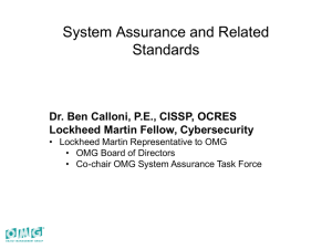 System Assurance and Related Standards Dr. Ben Calloni, P.E., CISSP