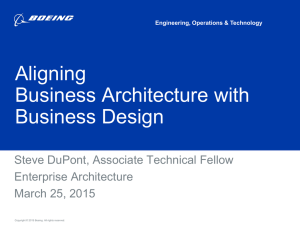 Aligning Business Architecture with Business Design Steve DuPont, Associate Technical Fellow