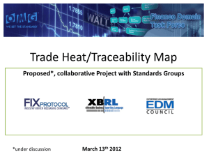 Trade Heat/Traceability Map  Proposed*, collaborative Project with Standards Groups March 13