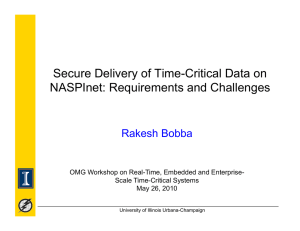 Secure Delivery of Time-Critical Data on NASPInet: Requirements and Challenges Rakesh Bobba