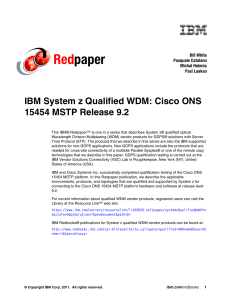 Red paper IBM System z Qualified WDM: Cisco ONS 15454 MSTP Release 9.2