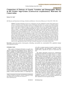 Comparison of Patterns of Genetic Variation and Demographic History Centrocercus urophasianus Conservation