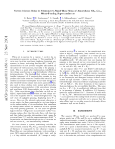 Vortex Motion Noise in Micrometre-Sized Thin Films of Amorphous Nb Ge