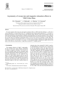 Asymmetry of sweep rate and magnetic relaxation effects in S.K. Hasanain