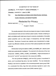 Redacted for Privacy Chemistry presented on June 14. 1995