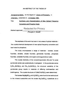 Redacted for Privacy Chemistry presented on 10 October 1994