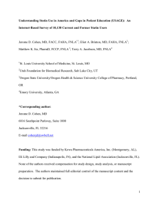 Understanding Statin Use in America and Gaps in Patient Education... Internet-Based Survey of 10,138 Current and Former Statin Users