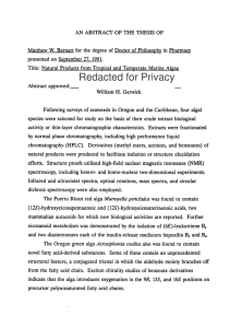 AN ABSTRACT OF THE THESIS OF presented on September 27. 1991.