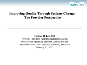 Improving Quality Through Systems Change: The Provider Perspective