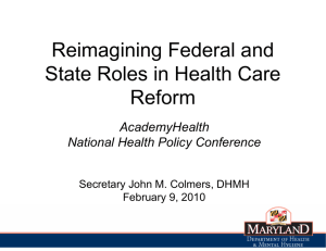 Reimagining Federal and State Roles in Health Care Reform AcademyHealth