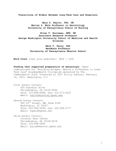 Transitions of Elders Between Long-Term Care and Hospitals