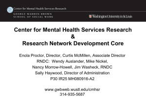 Center for Mental Health Services Research &amp; Research Network Development Core