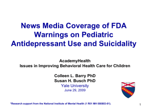 News Media Coverage of FDA Warnings on Pediatric Antidepressant Use and Suicidality