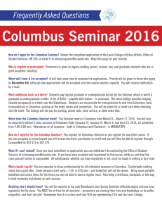 Columbus Seminar 2016 Frequently Asked Questions