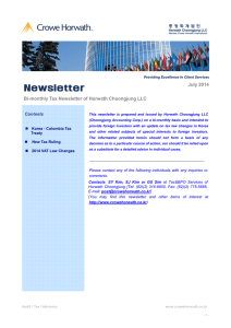 Newsletter  July 2014 Bi-monthly Tax Newsletter of Horwath Choongjung LLC