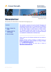 Newsletter  September 2014 Bi-monthly Tax Newsletter of Horwath Choongjung LLC