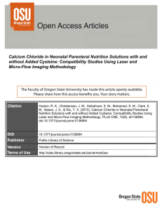 Calcium Chloride in Neonatal Parenteral Nutrition Solutions with and