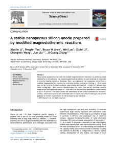 A stable nanoporous silicon anode prepared ﬁed magnesiothermic reactions by modi Li