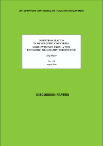DISCUSSION PAPERS INDUSTRIALIZATION IN DEVELOPING COUNTRIES: SOME EVIDENCE FROM A NEW