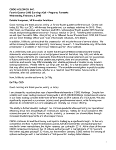 CBOE HOLDINGS, INC. Fourth Quarter 2015 Earnings Call - Prepared Remarks