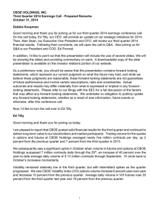 CBOE HOLDINGS, INC. Third Quarter 2014 Earnings Call - Prepared Remarks