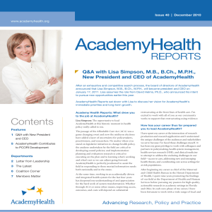AcademyHealth REPORTS Q&amp;A with Lisa Simpson, M.B., B.Ch., M.P.H.,