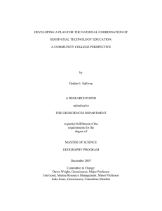 DEVELOPING A PLAN FOR THE NATIONAL COORDINATION OF GEOSPATIAL TECHNOLOGY EDUCATION: