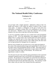   The National Health Policy Conference 