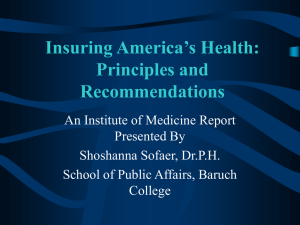 Insuring America’s Health: Principles and Recommendations