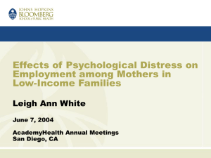 Effects of Psychological Distress on Employment among Mothers in Low-Income Families