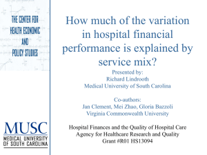 How much of the variation in hospital financial performance is explained by