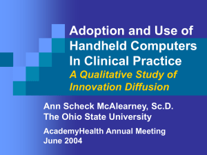 Adoption and Use of Handheld Computers In Clinical Practice A Qualitative Study of