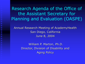 Research Agenda of the Office of the Assistant Secretary for