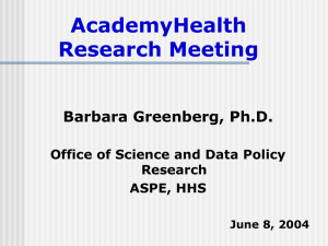 AcademyHealth Research Meeting Barbara Greenberg, Ph.D. Office of Science and Data Policy