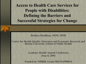 Access to Health Care Services for People with Disabilities: