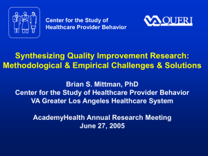 Synthesizing Quality Improvement Research: Methodological &amp; Empirical Challenges &amp; Solutions