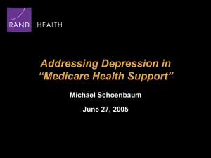 Addressing Depression in “Medicare Health Support” Michael Schoenbaum June 27, 2005