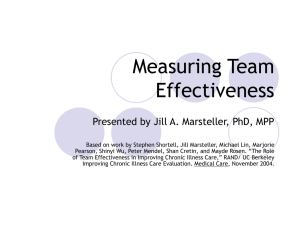 Measuring Team Effectiveness Presented by Jill A. Marsteller, PhD, MPP