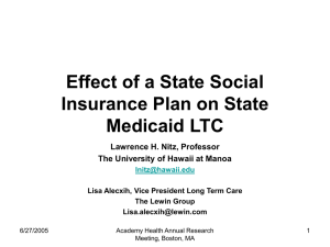 Effect of a State Social Insurance Plan on State Medicaid LTC