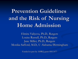 Prevention Guidelines and the Risk of  Nursing Home Admission
