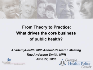 From Theory to Practice: What drives the core business of public health?